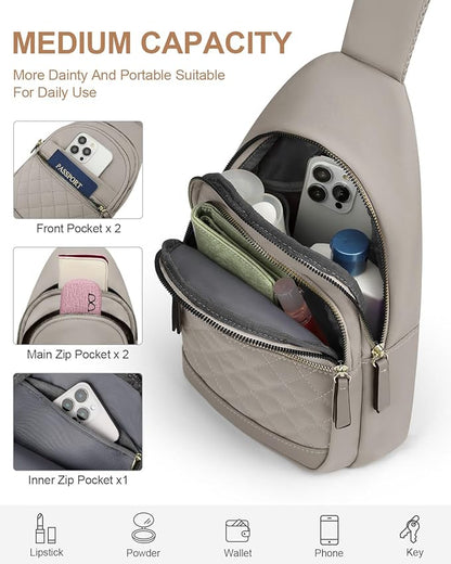 Capolo Sling Bag for Women Men Waterproof Crossbody Bags for Women Trendy Casual Fanny Pack with Convertible Shoulder Strap Chest Bag for Travel Hiking(Grey, Medium)
