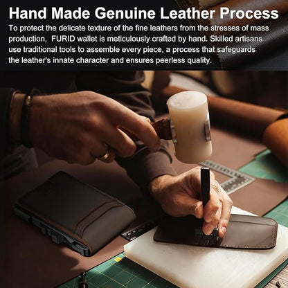 furid Genuine Leather Wallet for Men: Slim RFID Minimalist Wallets with Money Clip - Smart Pop Up Credit Card Holder for Front Pocket - Gifts for Husband Father on Birthday Anniversary