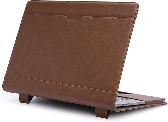 TYTX Laptop Case for MacBook Pro 16 Inch Leather Case 2021-2026 M5 A3428 A3429 M4 A3403 A3186 M3 A2991 M2 A2780 M1 A2485 Protective Folio Book Cover with Vents and Stand Function, Dark Brown