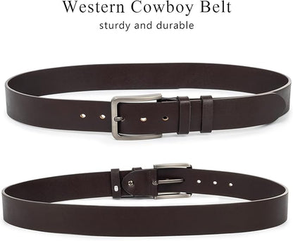 INOGIH Men's Dress Belt - Genuine Leather - Pin-Buckle - Classic Waist Belt for Daily Life