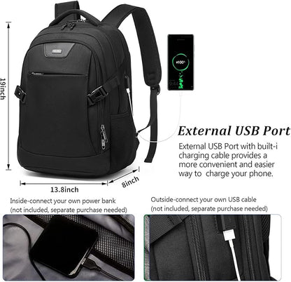 DUSLANG Anti-Theft Laptop Backpack, Black, 15.6-14-13 Inch Laptop Sleeve, USB Charging Port
