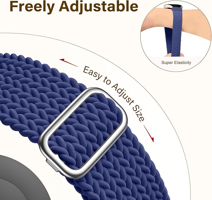 SNBLK 3 Pack 18mm 20mm 22mm Braided Watch Band Compatible with Garmin Vivoactive 5 Watch Bands/Vivoactive 6/3/4s, Quick Release Adjustable Elastic Nylon Loop Strap for Venu 3S/2S/Venu 3/2 Women Men
