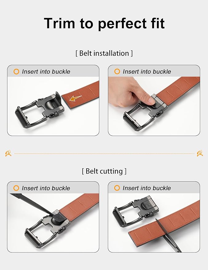 JUKMO 1.5" (38mm) Leather Ratchet Belt for Men in Gift Box