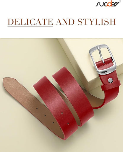 SUOSDEY Women Belts For Jeans Dresses Pants Ladies Leather Waist Belt with Elegant Buckle, Width 1.3"