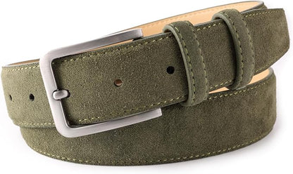 Men's Belt Casual Genuine Leather Suede Belts for Men 1 3/8" Wide Elegant Golf Dress Belt