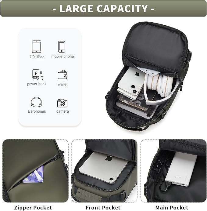 Messenger bag for Men,Small Sling Crossbody Backpack Shoulder Bag for Men Women,canvas Strap Backpack Sling Bag