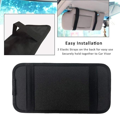 ZugGear Car Sun Visor Organizer, Auto Visor Holder Interior Accessories Pocket Organizer - Car Registration Holder Document Storage Pouch Pen Holder - Black