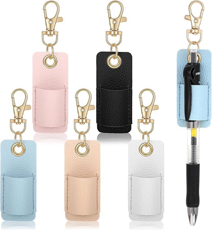 Sibba Portable Anti-Lost Pen Holder for Lanyard Anti-Lost Neck Lanyards Pen Holder 5PCS Single Pens Lanyard for Badge Keychain PU Leather Portable Pencils Clip Office Supplies for Badge Reels Nurses