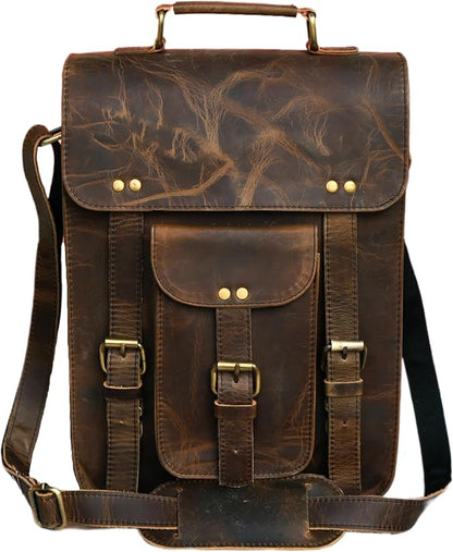 jaald Genuine Leather Messenger Bag Vintage Laptop Crossbody Bag Satchel Man Purse Shoulder Bag for man woman office bag