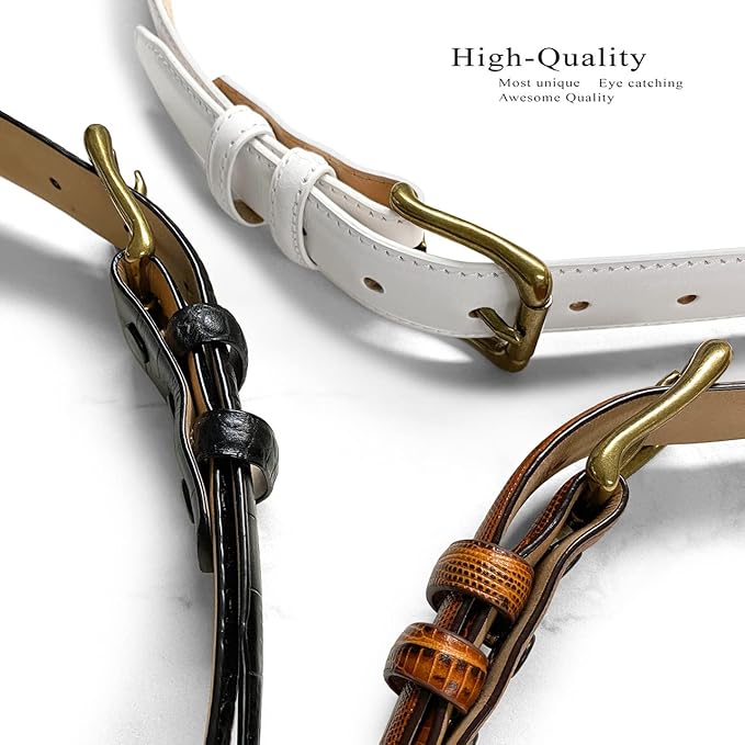 Adam Gold Men's Genuine Full-Grain Cowhide Leather Dress Belt 1-1/8"(30mm) Wide Polished Buckle