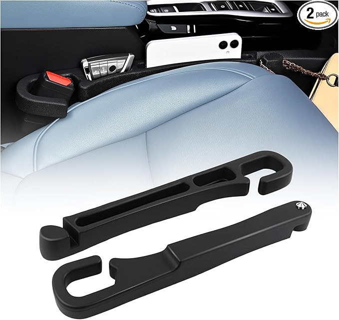 2PCS 3 in 1 Car Seat Gap Filler Organizer with Emergency Hammer,Upgraded Car Seat Gap Plug with Storage Slot & Cars Hook,Versatile in Between Cars Seats Catcher for Gaps Blocking