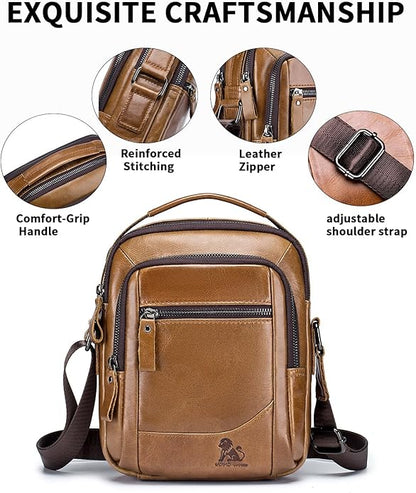 Premium Leather Men's Crossbody -Organized Storage & Durable,Stylish for Daily Carry