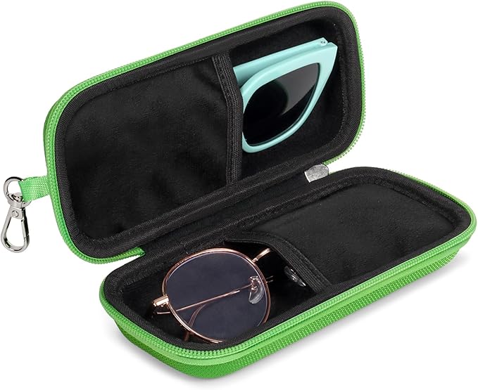 Double Eyeglasses Case Hard Shell Dual Sunglasses Organizer with Zipper Closure Travel Eyewear Storage for Vehicle
