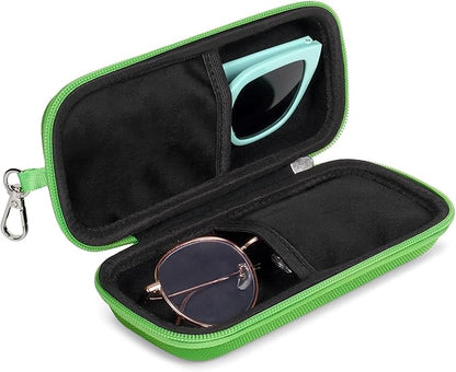 Double Eyeglasses Case Hard Shell Dual Sunglasses Organizer with Zipper Closure Travel Eyewear Storage for Vehicle