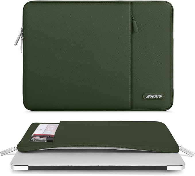 MOSISO Laptop Case 13.3 inch, 13-13.3 inch Laptop Sleeve Compatible with MacBook Air/Pro 13/Pro 14 M5 M4 M3 M2 M1, HP Dell ASUS Lenovo,Polyester Vertical Computer Sleeve Bag with Pocket, Army Green