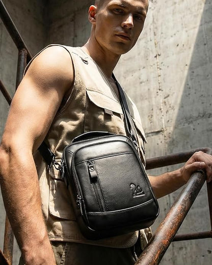 Premium Leather Men's Crossbody -Organized Storage & Durable,Stylish for Daily Carry