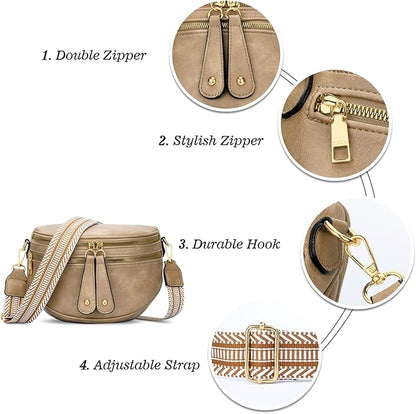 KKXIU Crossbody Sling Bag for Women Trendy Fanny Pack Vegan Leather Chest Bag | Trendy