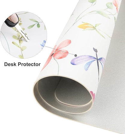 Colorful Star Large Mouse Pad, Floral Waterproof Office Desk Mat, Non-Slip Computer Gaming Mouse Pad, XXL PC Laptop Protector Pads, PU Leather Desk Writing Pads for Office Home, 31.5" x 15.7"