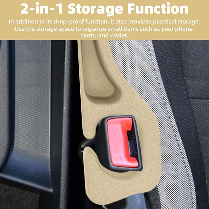 Penitue 2pcs Car Seat Gap Filler, No Drop Guard Universal Gap Organizer Between Seat and Console Prevents Phone Keys Cards Falling (Beige)