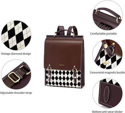 Cnoles Leather Backpack Purse For Women Fashion Ladies Vintage Bag Casual College Travel Backpacks Large bags Black