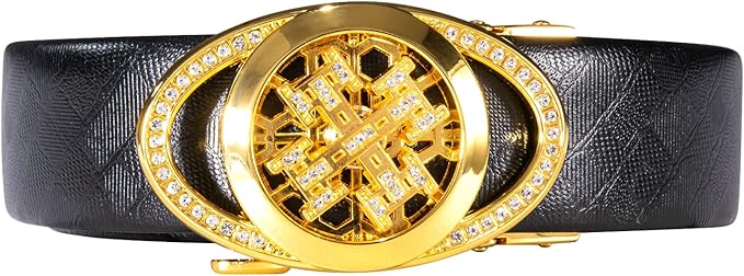 Dubulle Designer Mens Belts, Sliding Automatic Buckle Ratchet Dress Belt TOP Genuine Leather Strap Gifts