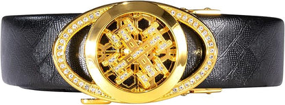 Dubulle Designer Mens Belts, Sliding Automatic Buckle Ratchet Dress Belt TOP Genuine Leather Strap Gifts