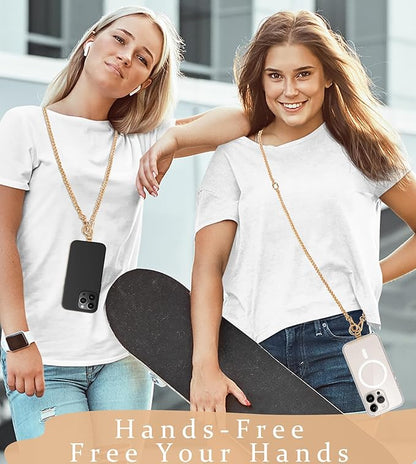 Clip and Go Phone Strap Chain Crossbody Trendy Hands-Free Cross body Cell Phone Lanyard for Women, Fashion Accessories Neck Chain for iPhone and Smartphone, Gold