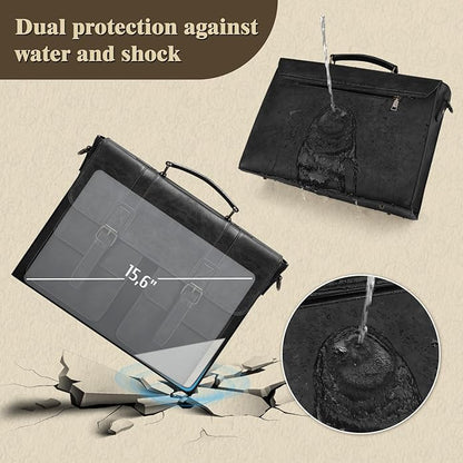 Leather Messenger Bag for Men 15.6 Inch Vintage Laptop Bag Waterproof Briefcases for Men Computer Bag Satchel for Work/Office