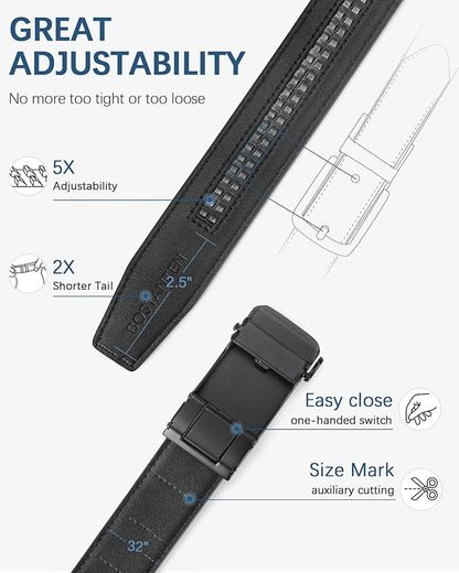 BOSTANTEN Mens Belt Leather Ratchet Belt For Men Dress and Casual with Adjustable Buckle, Trim to Fit