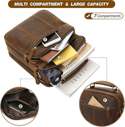 Jack&Chris Leather Messenger Bag for Men, Man Purse Crossbody Bags for Work Business