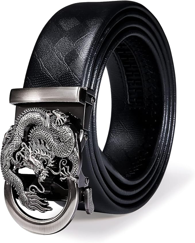 Barry.Wang Mens Belts Leather Ratchet Automatic Buckle Slide Click 1 3/8" Designer Dress Fashion Classic Casual Work Business
