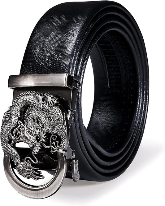 Barry.Wang Mens Belts Leather Ratchet Automatic Buckle Slide Click 1 3/8" Designer Dress Fashion Classic Casual Work Business