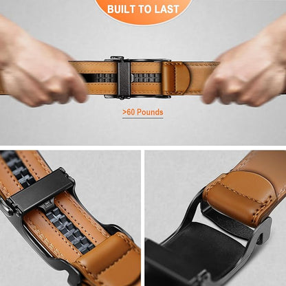 BULLIANT Men's Ratchet Belt Nontrimmable-Click Belt Adjustable for Men Gift Lightweight 1 3/8"