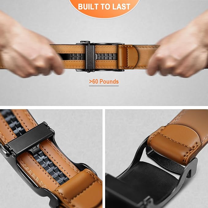 BULLIANT Men's Ratchet Belt Nontrimmable-Click Belt Adjustable for Men Gift Lightweight 1 3/8"
