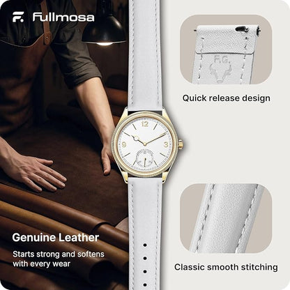 Fullmosa Watch Band, Quick Release Leather Watch Strap for Men Women, Replacement Bands Width 12mm 14mm 16mm 18mm 19mm 20mm 21mm 22mm 24mm