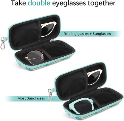 Double Eyeglasses Case Hard Shell Dual Sunglasses Organizer with Zipper Closure Travel Eyewear Storage for Vehicle