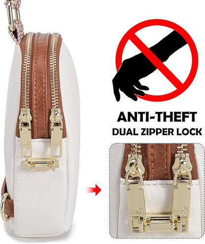 INICAT Anti Theft Crossbody Bag for Women, Small RFID Blocking Sling Purse with Zipper Lock for Travel, Vegan Leather