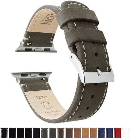BARTON WATCH BANDS - Top Grain Leather Watch Bands Compatible with Apple Watch Models - 1, 2, 3, 4, 5, 6, 7, 8, 9, 10, SE, Ultra & Ultra 2