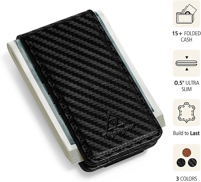 Magnetic Money Clip for Men Leather Money Clip with elastic band Slim Money Clip Holds 5 credit card and10 Bills