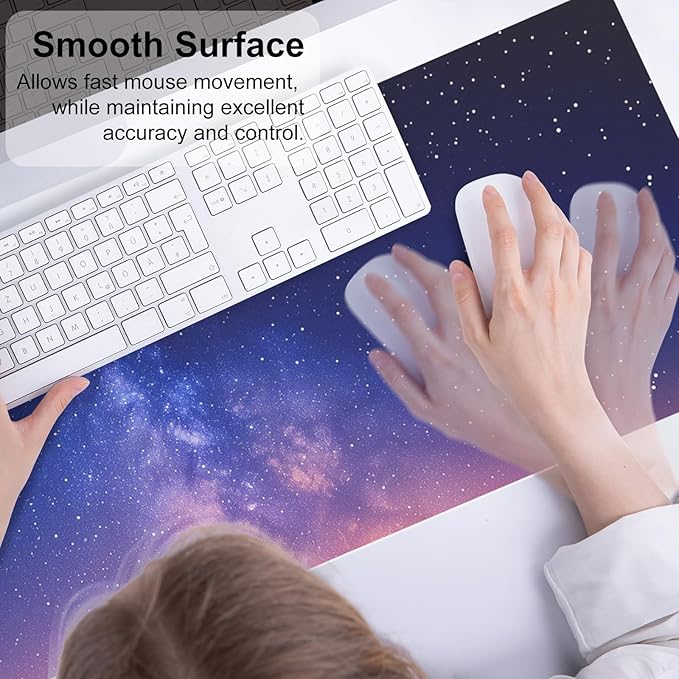 QiyI Desk Pad, Galaxy PU Leather Desk Blotter Protector, Waterproof Computer Desk Mat, Keyboard Mouse Pads, Non Slip Base Home & Office Accessories, Extended Large Size 31.5" x 11.8" - Starry Sky