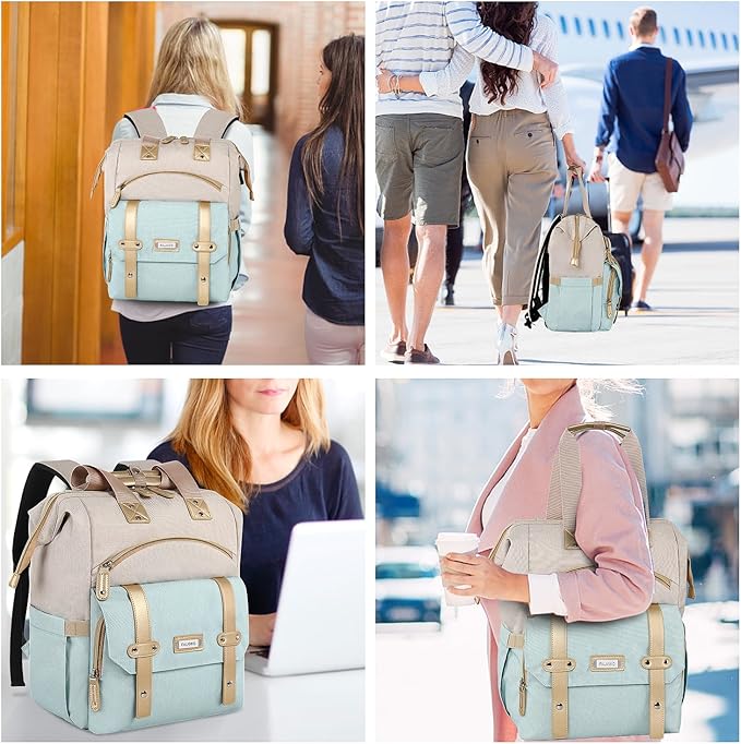 FALANKO Laptop Backpack for Women,15.6 inch Computer Backpack for Work School Nurse Teacher with Laptop Compartment,RFID,Large Wide Open,Travel BackpackTravel School Outdoor Activities