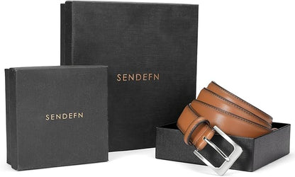 SENDEFN Mens Belts Leather Belt for Men 1 1/4" for Casual Jeans Dress Pants with Gift Box