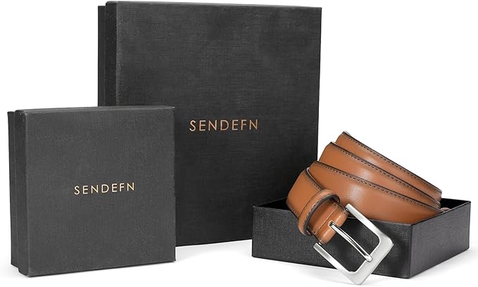 SENDEFN Mens Belts Leather Belt for Men 1 1/4" for Casual Jeans Dress Pants with Gift Box