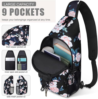 Pritent Crossbody Bags for Women Men Trendy Sling Bag Backpack Casual Chest Bag with Convertible Shoulder Strap