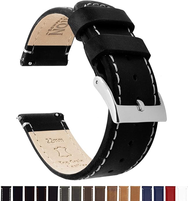 BARTON WATCH BANDS - Top Grain Leather Watch Bands Compatible with Apple Watch Models - 1, 2, 3, 4, 5, 6, 7, 8, 9, 10, SE, Ultra & Ultra 2