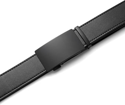 Founders & C Men's Ratchet Belt 1 3/8",Leather Dress Belt Adjustable with Click Sliding Buckle Trim to Exact Fit