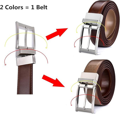 beltox fine Men Belt Genuine Leather with Anti-scratch Buckle Casual Strap