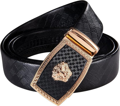 Dubulle Men's Ratchet Belt Gold/Black/Red/Green/Blue/White Automatic Buckle Business Casual Belt Gift - Adjustable Fit