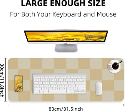 Leather Desk mat,Non-Slip Desk mat,Waterproof PU Leather Desk pad Protector, Large Mouse pad Cute, Easy Clean Laptop Desk Writing Mat for Work/Home/Decor(Beige 31.5" x 12")