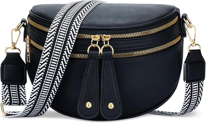KKXIU Crossbody Sling Bag for Women Trendy Fanny Pack Vegan Leather Chest Bag | Trendy